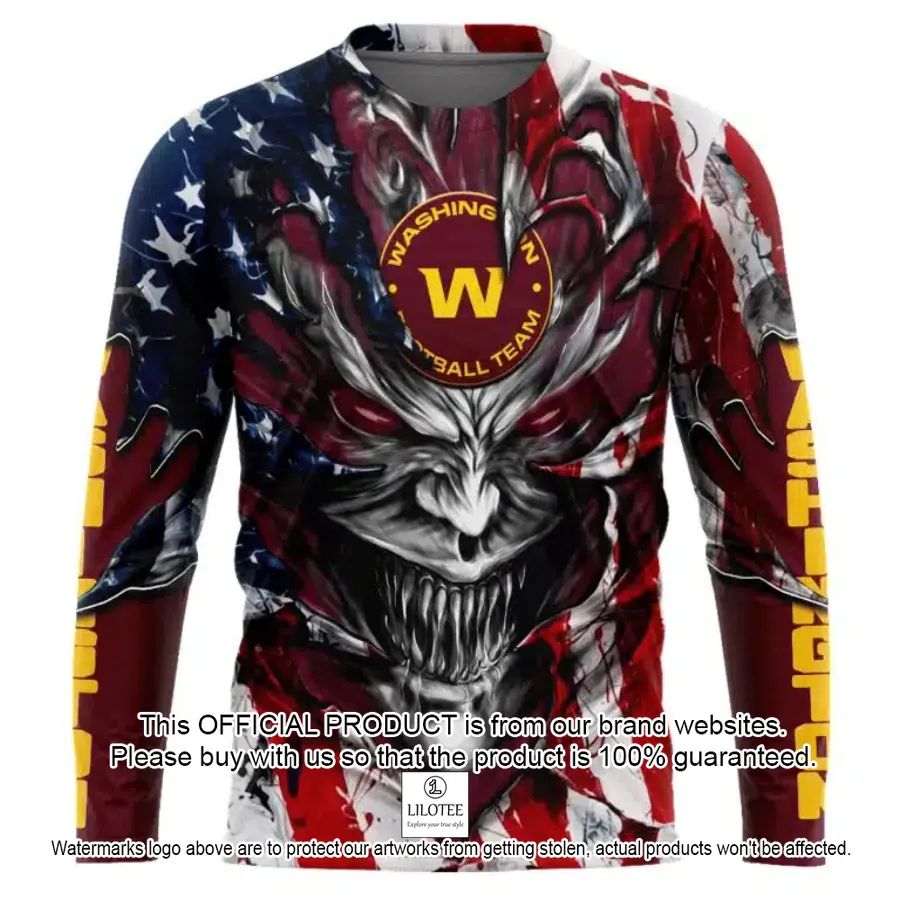 personalized washington commanders demon face american flag shirt hoodie 2 733