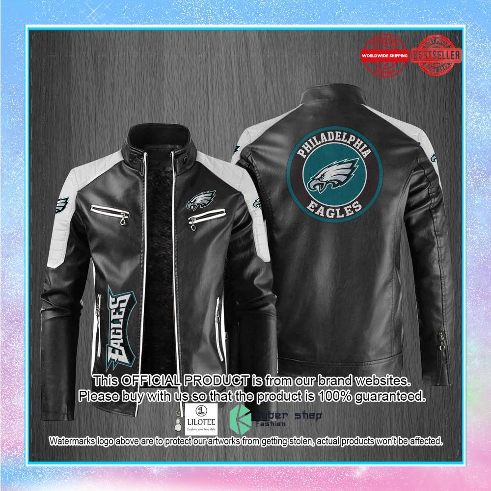 philadelphia eagles motor block leather jacket 1 740
