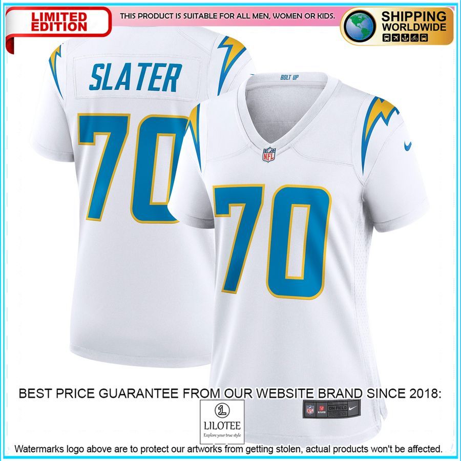 rashawn slater los angeles chargers womens white football jersey 1 113
