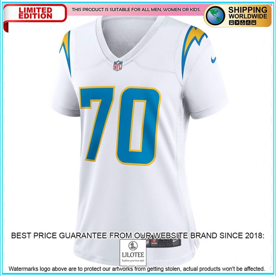 rashawn slater los angeles chargers womens white football jersey 2 14