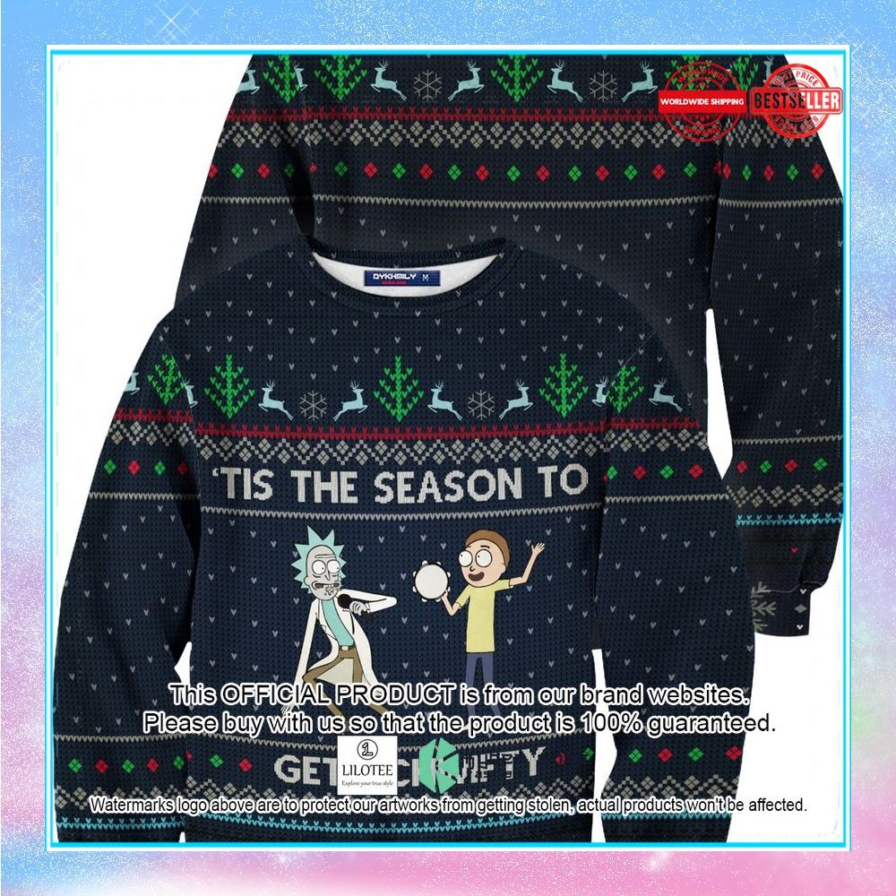 rick and morty tis the season to get schwifty christmas sweater 1 273