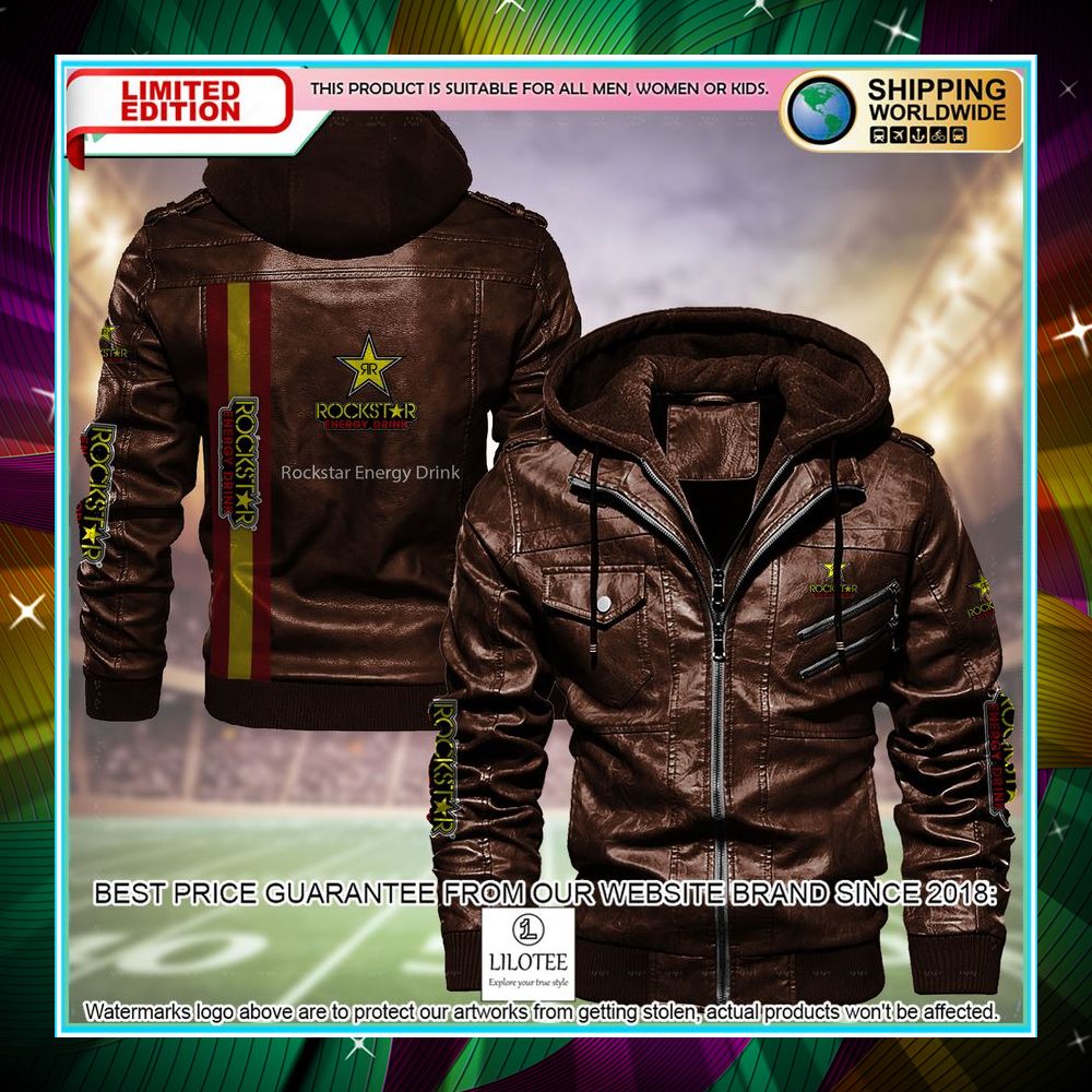 rockstar energy drink leather jacket fleece jacket 2 196