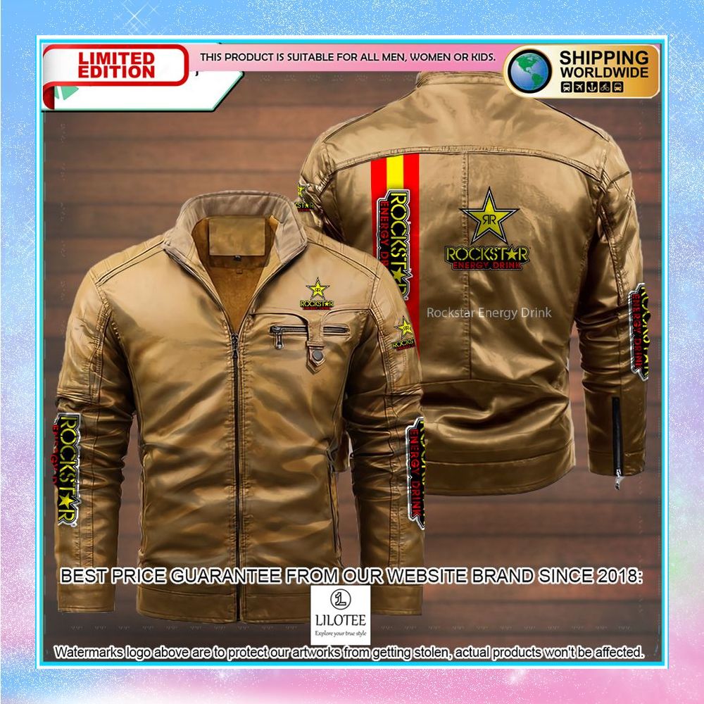 rockstar energy drink leather jacket fleece jacket 4 580