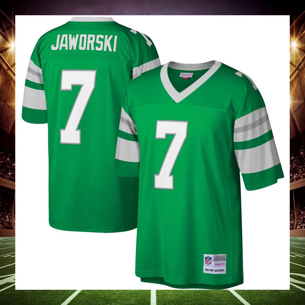 ron jaworski philadelphia eagles mitchell ness legacy replica kelly green football jersey 1 318