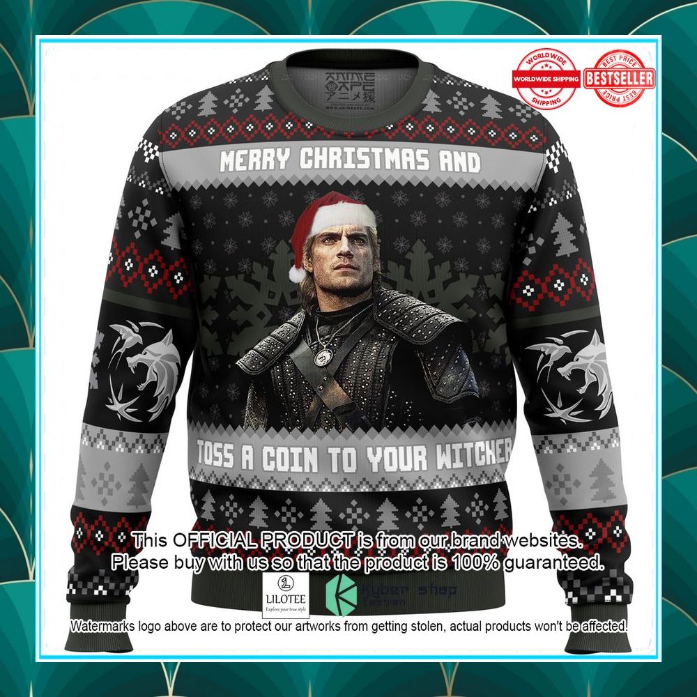 santa witcher the witcher ugly christmas sweater 1 985
