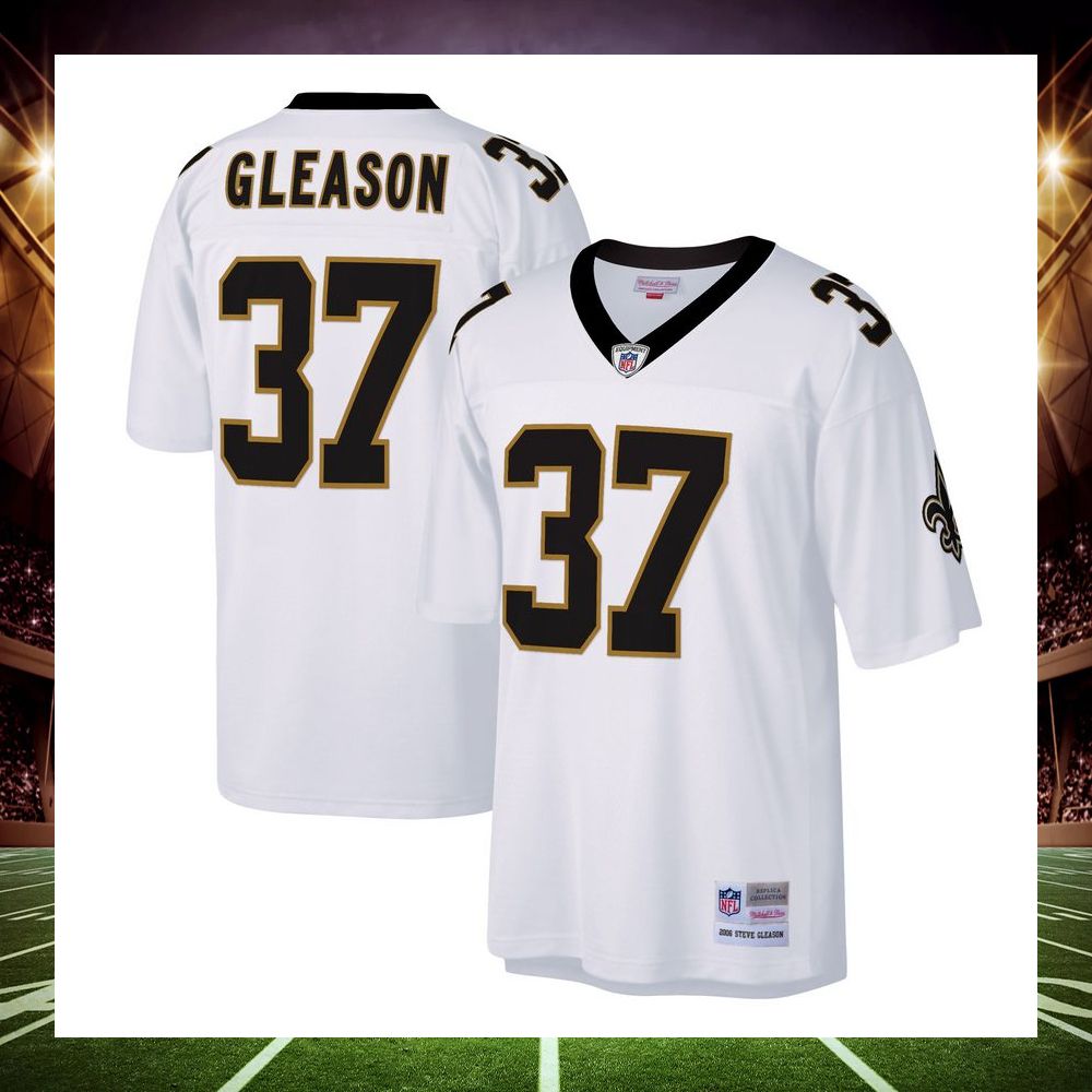 steve gleason new orleans saints mitchell ness legacy replica white football jersey 1 903