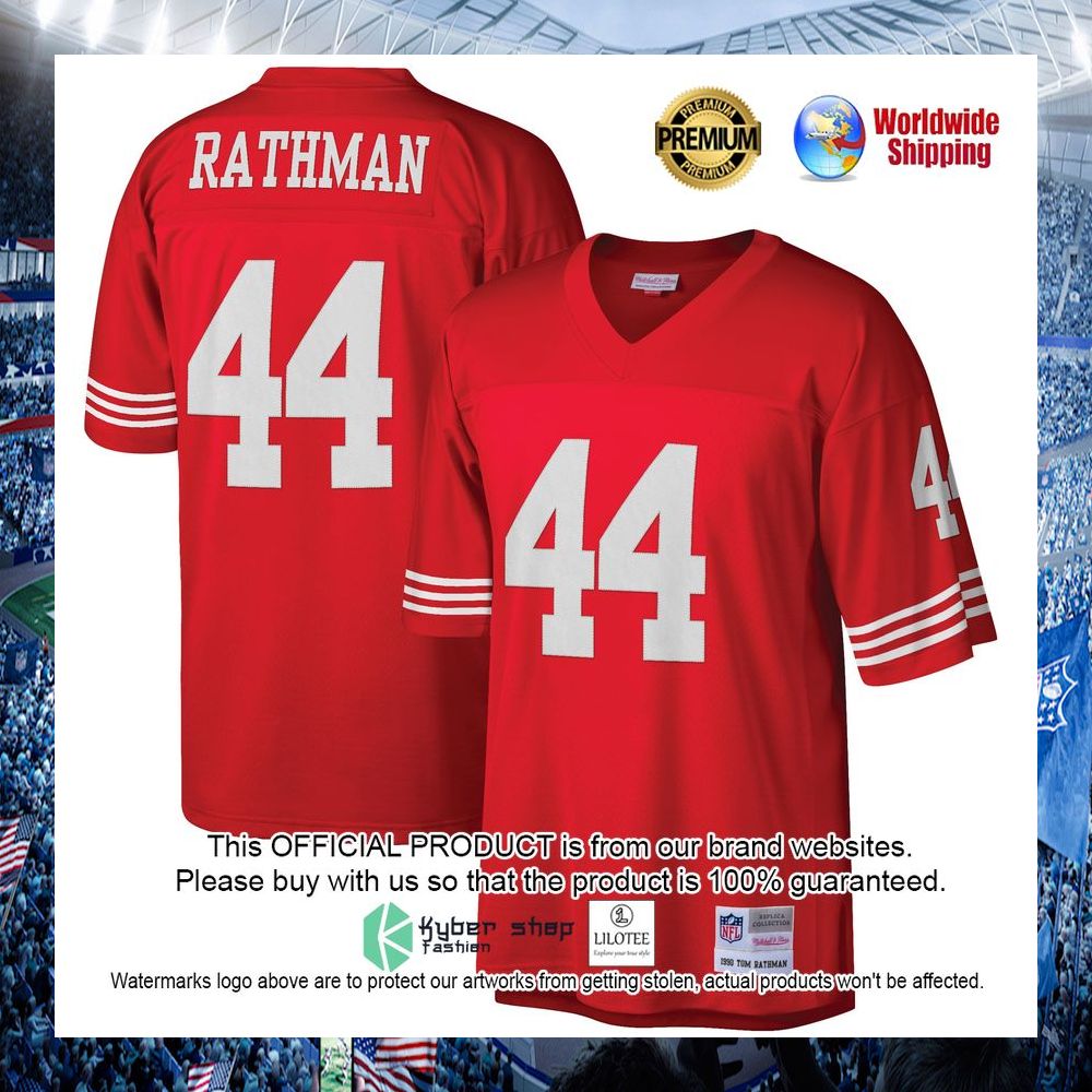 tom rathman san francisco 49ers mitchell ness retired legacy replica scarlet football jersey 1 243
