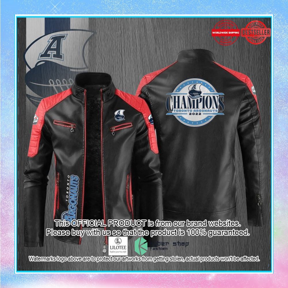 toronto argonauts 109th grey cup champions motor block leather jacket 2 286
