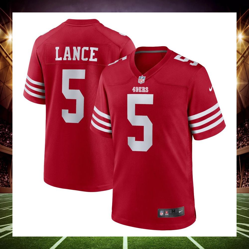 trey lance san francisco 49ers scarlet football jersey 1 221