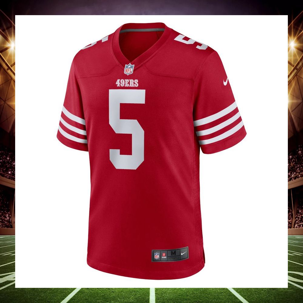 trey lance san francisco 49ers scarlet football jersey 2 564