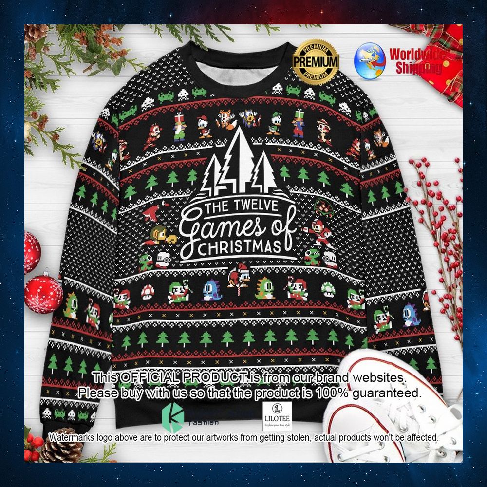twelve games of christmas nintendo christmas sweater 1 392