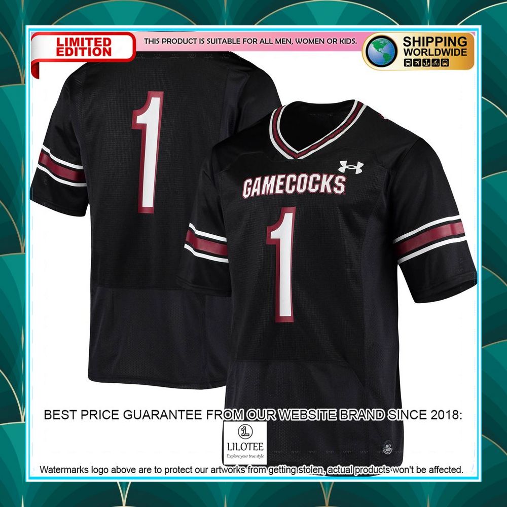 1 south carolina gamecocks under armour logo black football jersey 1 494