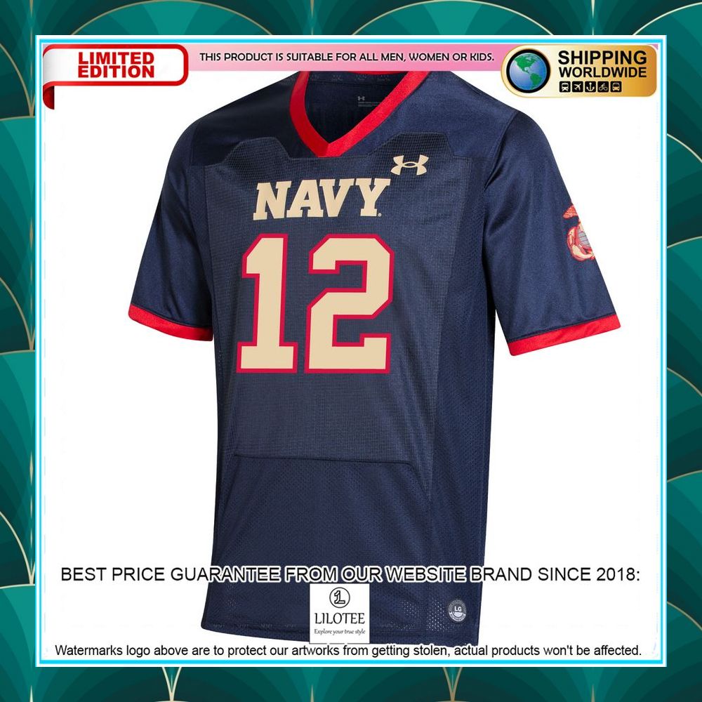 12 navy midshipmen under armour usmc premier special navy football jersey 2 208