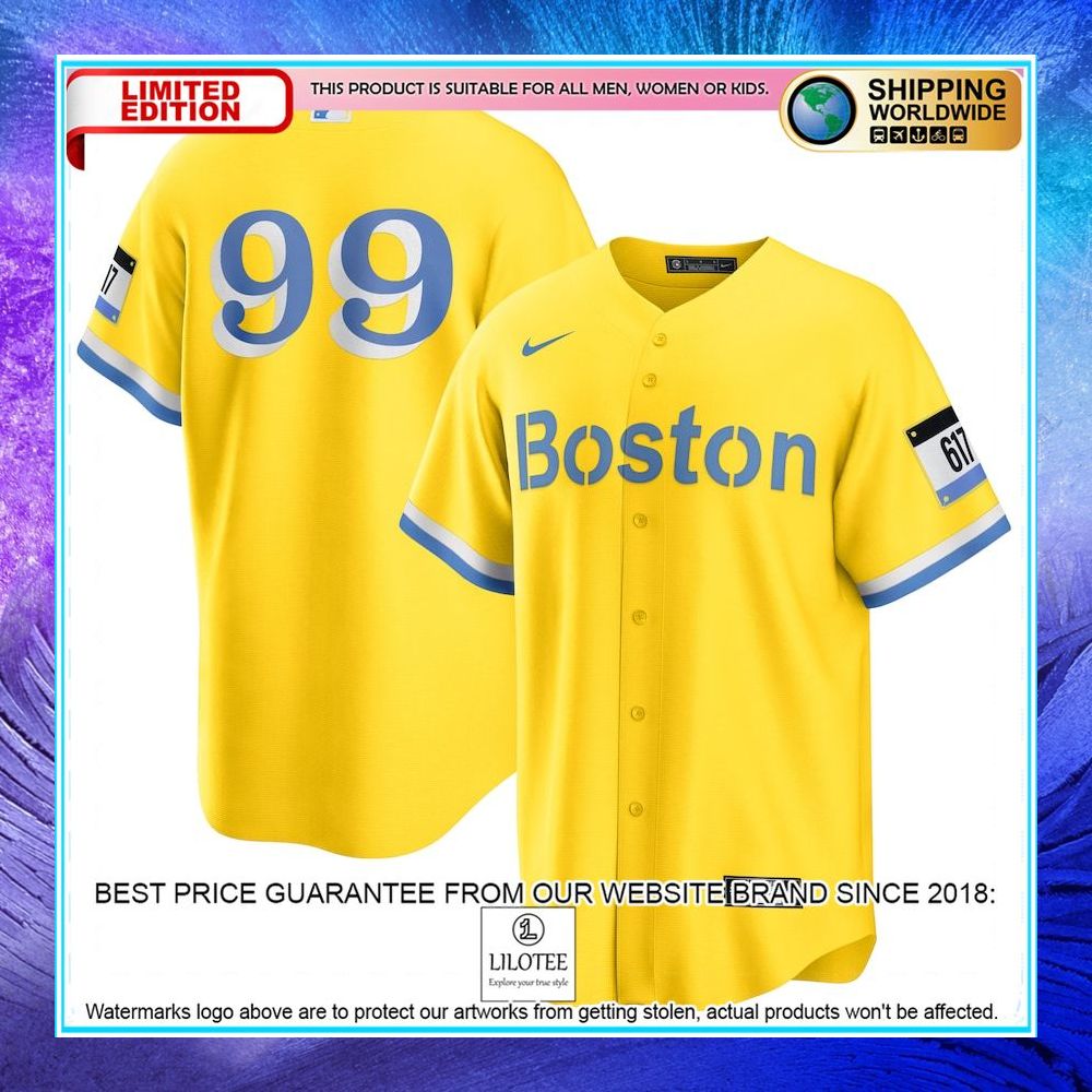 alex verdugo boston red sox nike city connect player gold baseball jersey 1 958