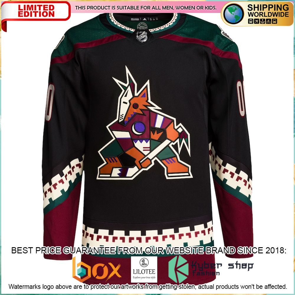 arizona coyotes adidas custom black hockey jersey 2 244