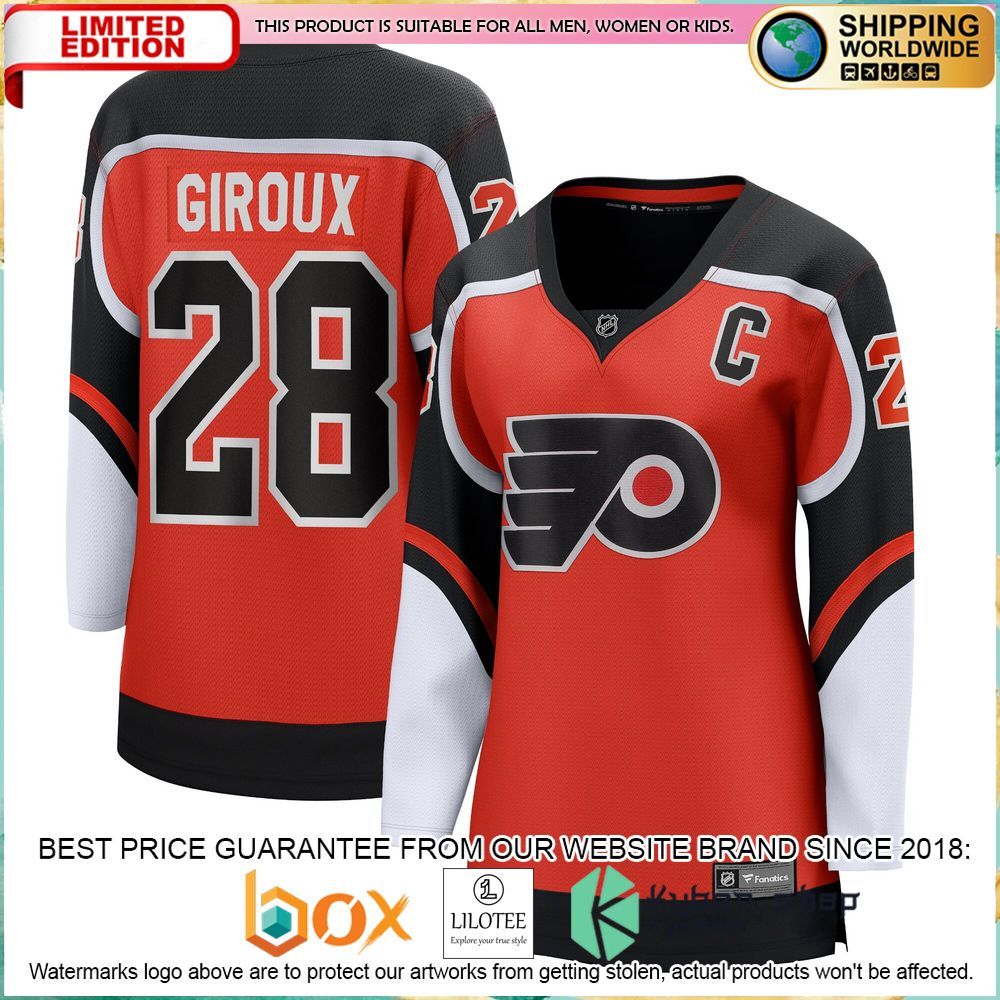 claude giroux philadelphia flyers womens 2020 21 special edition orange hockey jersey 1 320