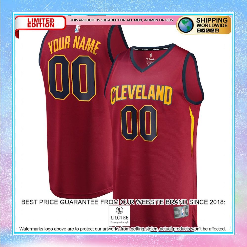 cleveland cavaliers 2018 nba finals bound custom maroon basketball jersey 1 281