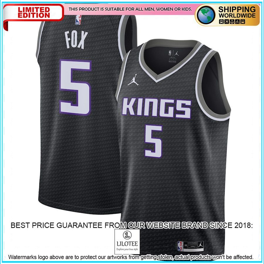 deaaron fox sacramento kings jordan brand logo 2020 21 black basketball jersey 1 774