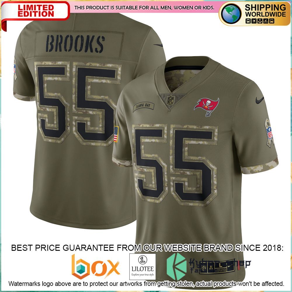 derrick brooks tampa bay buccaneers 2022 salute to service retired olive football jersey 1 104