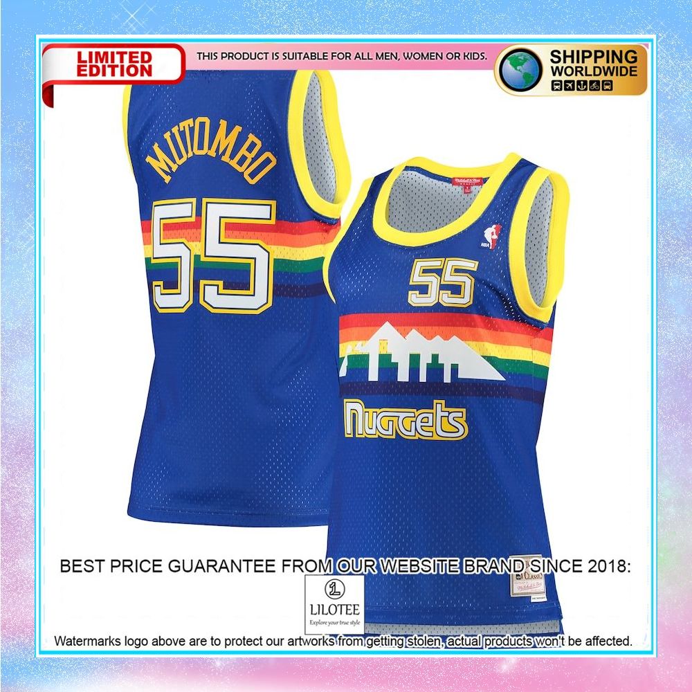 dikembe mutombo denver nuggets mitchell ness womens royal 1991 92 hardwood classics basketball jersey 1 559