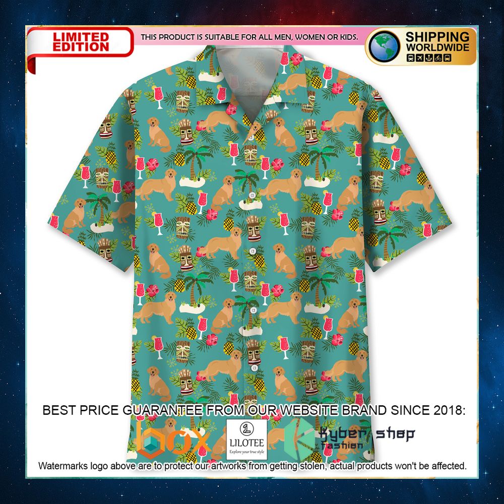 golden retriever beach hawaiian shirt 1 823