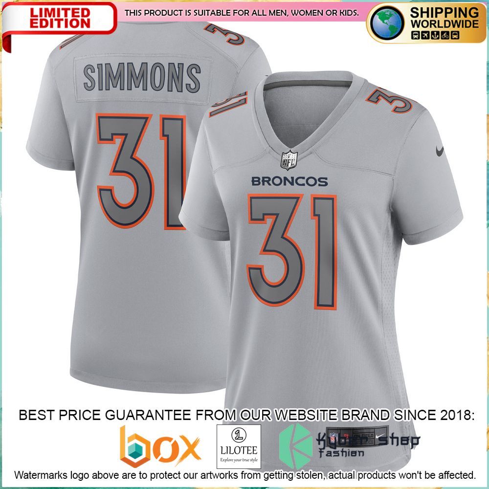 justin simmons denver broncos nike womens gray football jersey 1 873