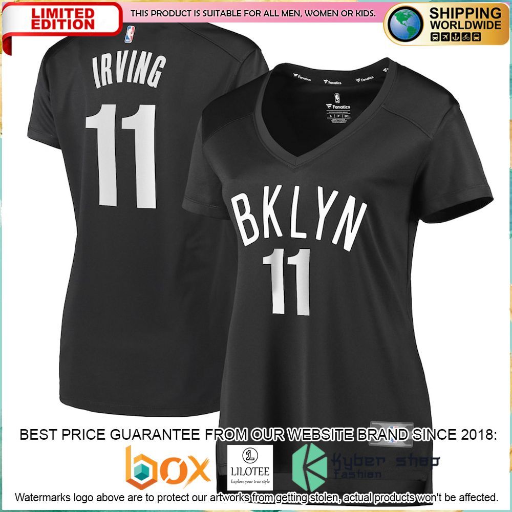 kyrie irving brooklyn nets womens charcoal football jersey 1 730