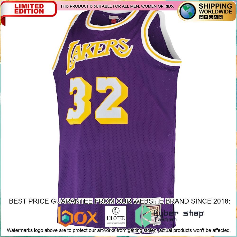 magic johnson los angeles lakers mitchell ness big tall 1984 85 purple basketball jersey 2 683