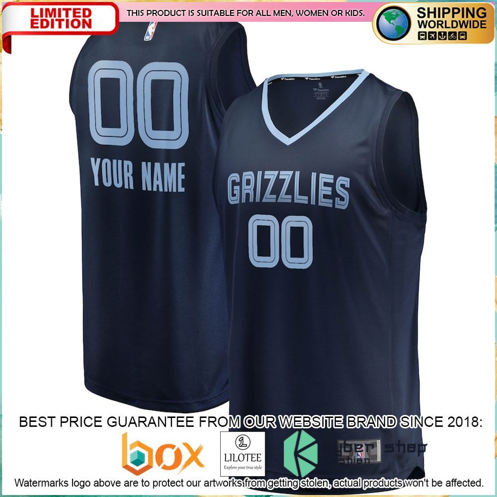 memphis grizzlies 2018 19 custom navy basketball jersey 1 604