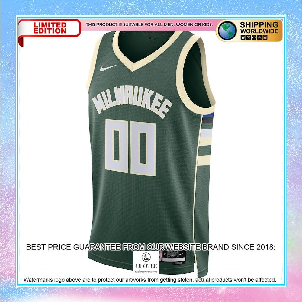 milwaukee bucks nike unisex 2022 23 custom hunter green basketball jersey 2 741