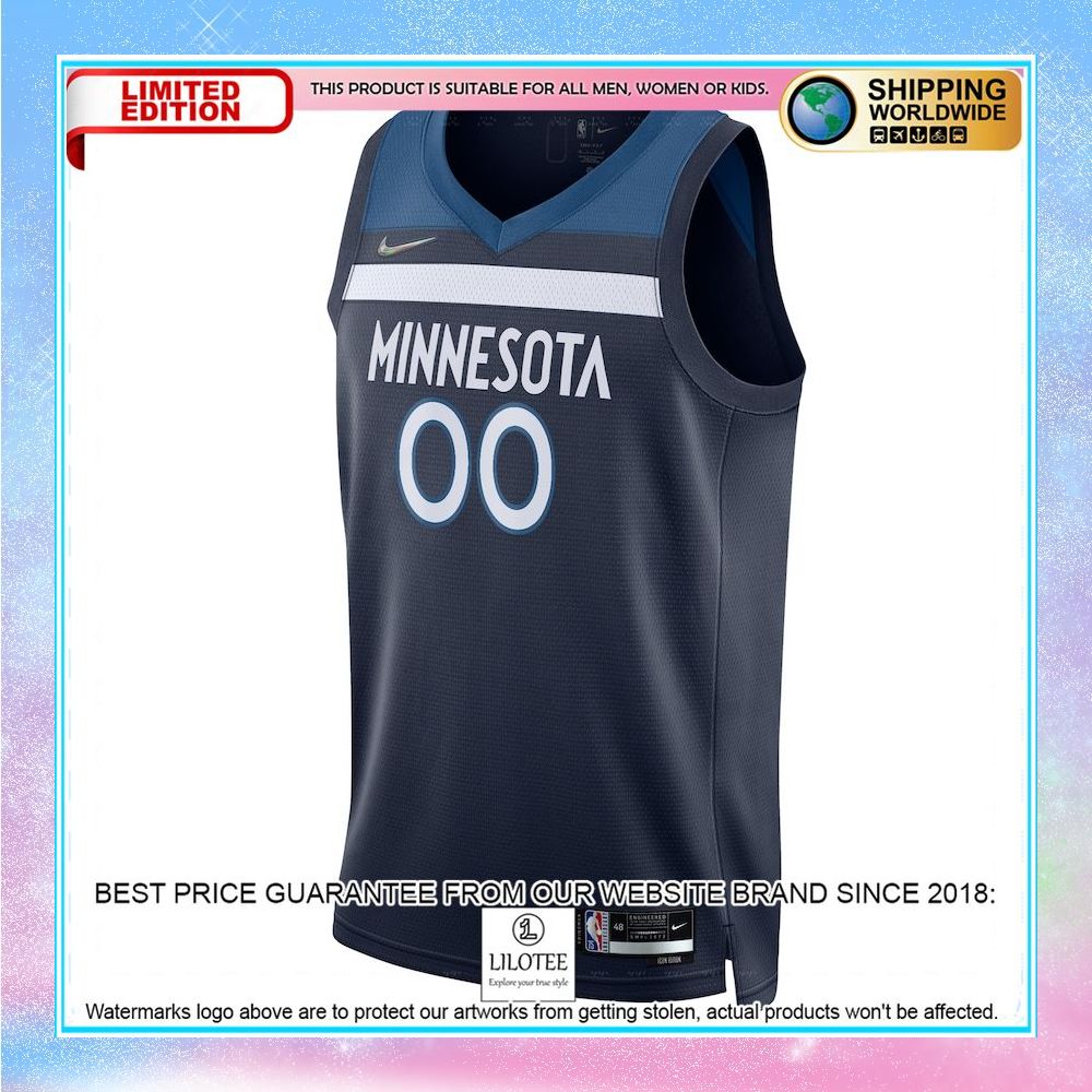 minnesota timberwolves nike 2021 22 diamond custom navy basketball jersey 2 722