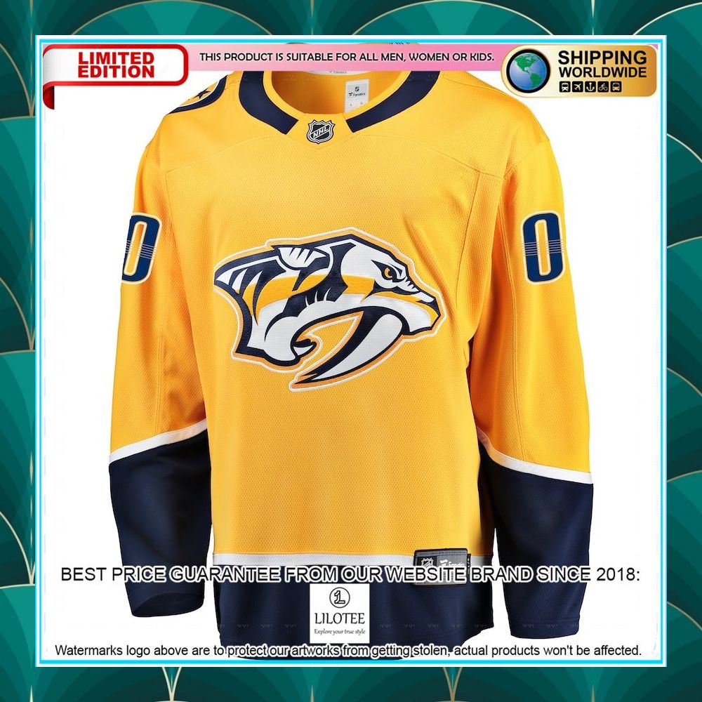 nashville predators home custom gold hockey jersey 2 520