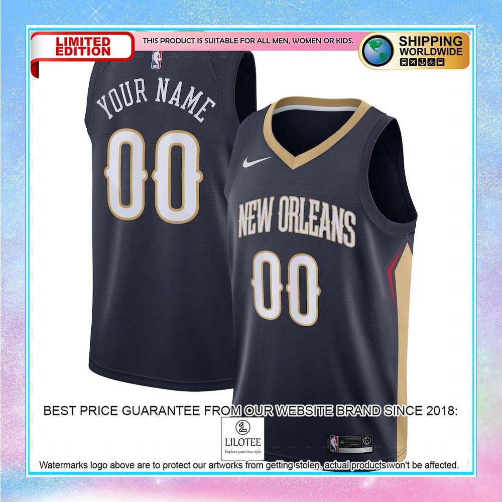 new orleans pelicans nike 2020 21 custom navy basketball jersey 1 334