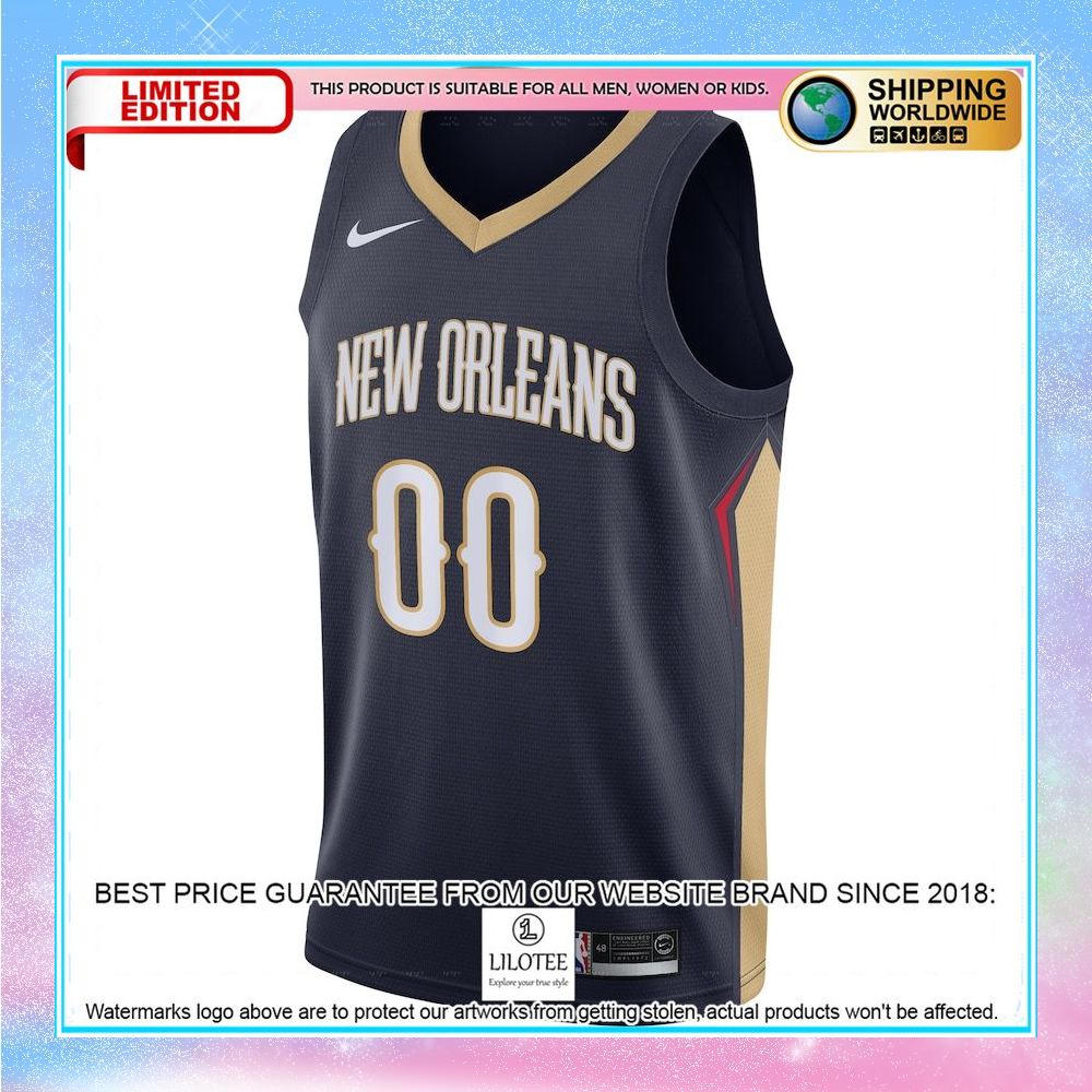 new orleans pelicans nike 2020 21 custom navy basketball jersey 2 65