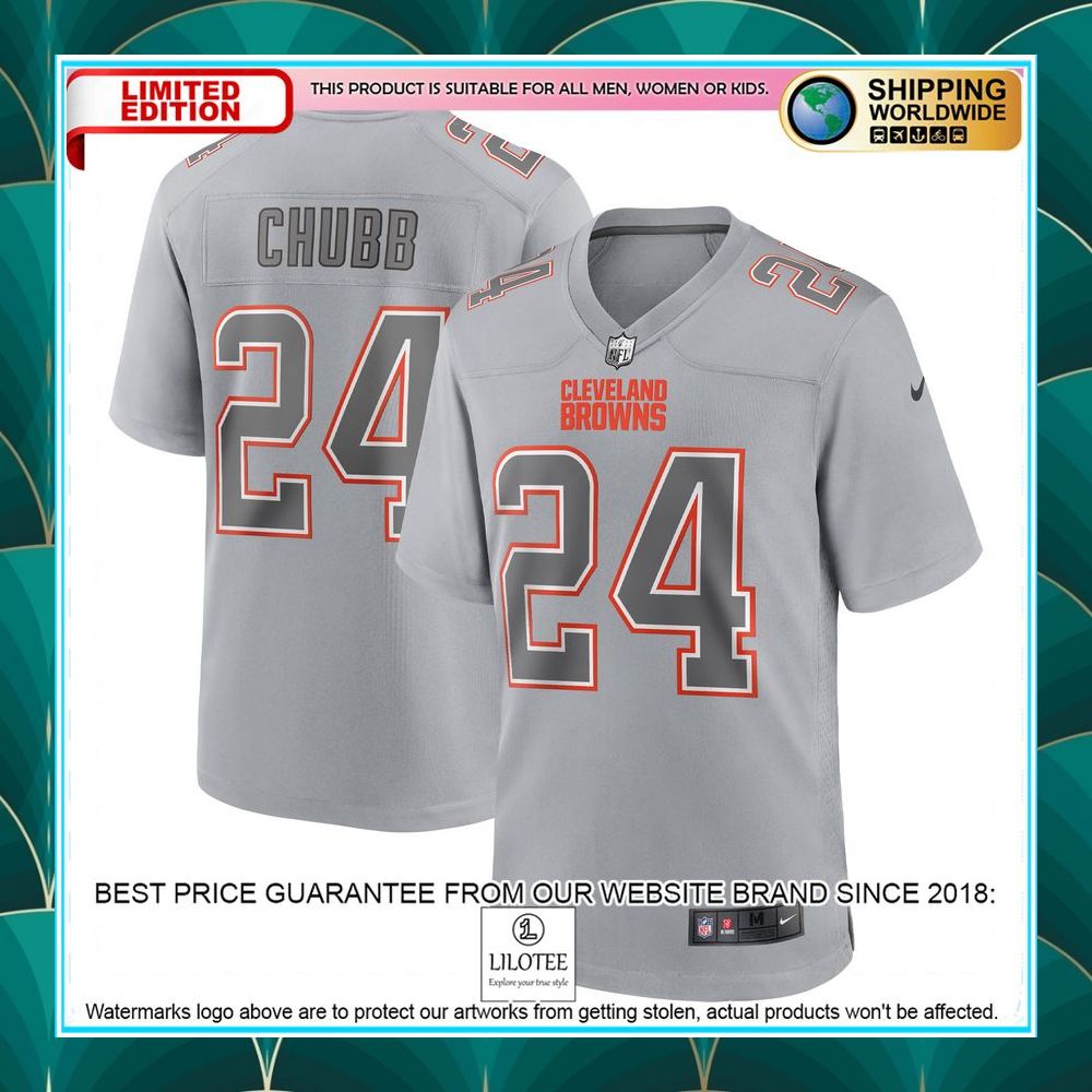 nick chubb cleveland browns atmosphere fashion gray football jersey 1 217