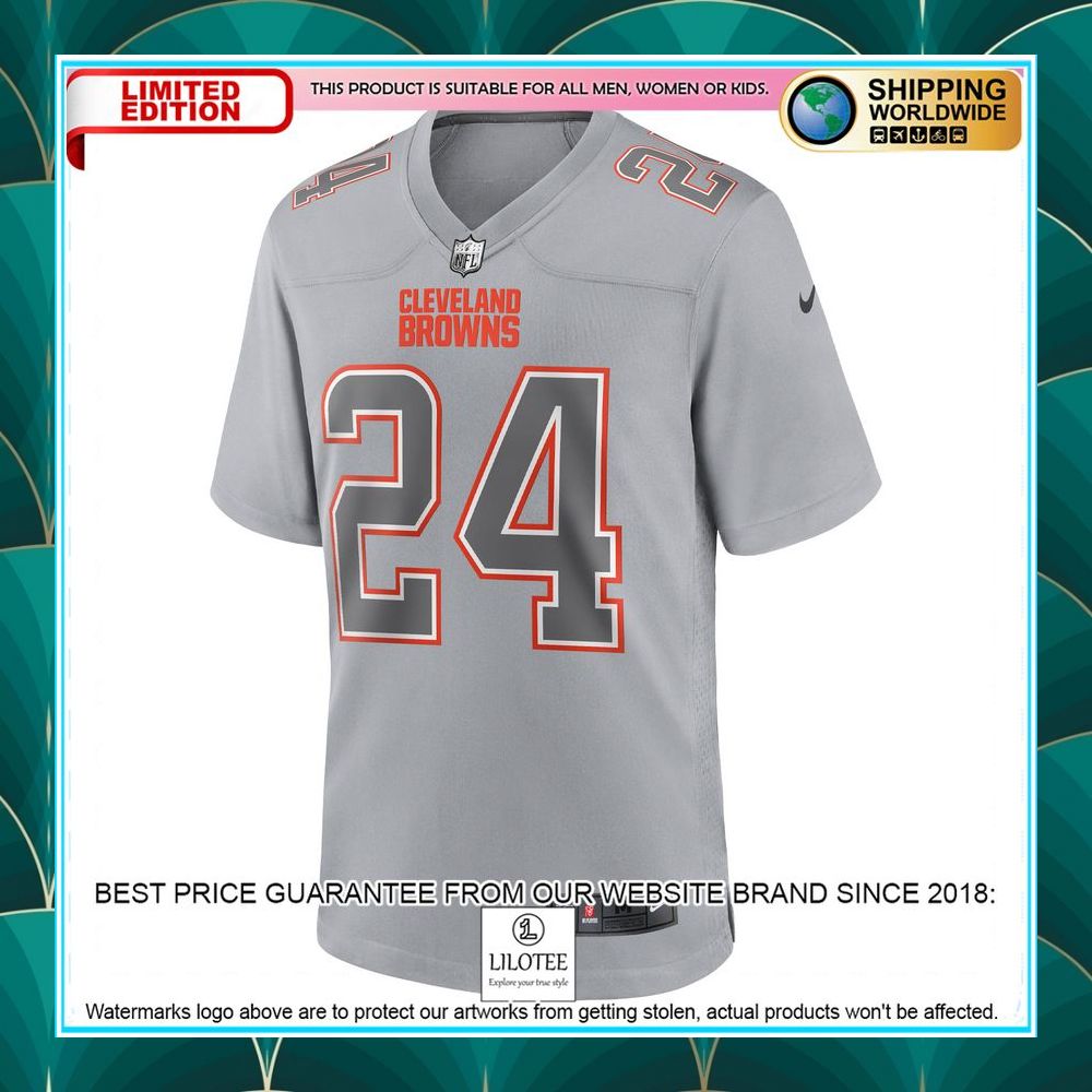 nick chubb cleveland browns atmosphere fashion gray football jersey 2 86