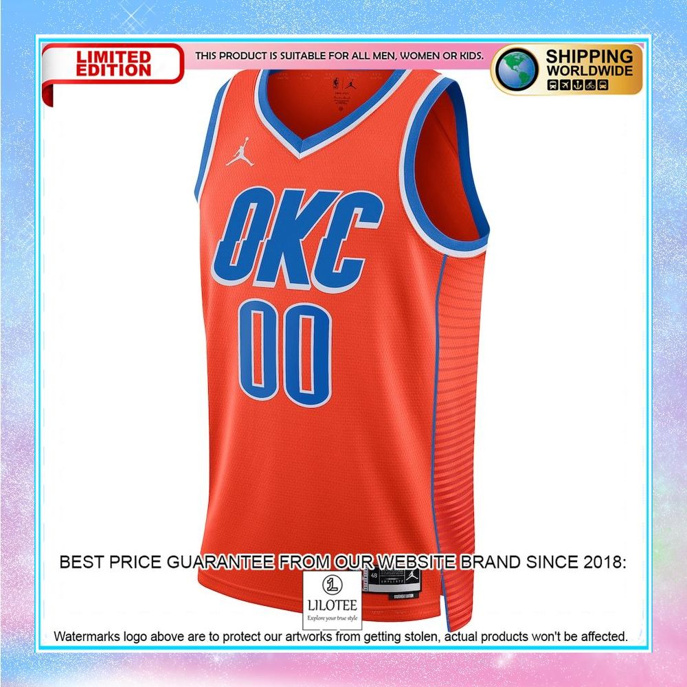 oklahoma city thunder jordan brand unisex 2022 23 custom orange basketball jersey 2 617
