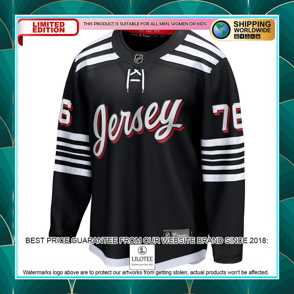 p k subban new jersey devils alternate premier black hockey jersey 2 655