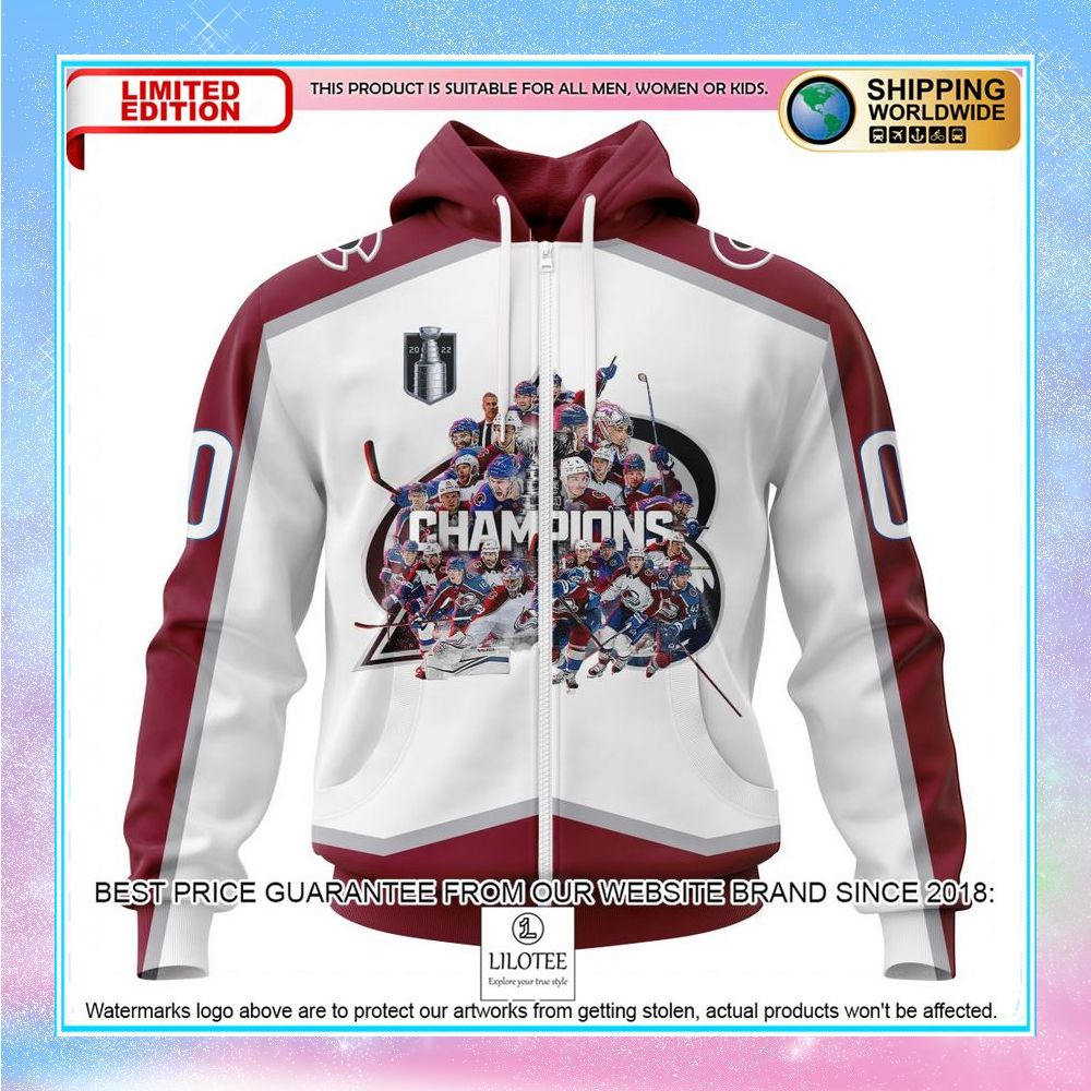 personalized nhl colorado avalanche 2022 stanley cup champions away shirt hoodie 2 592