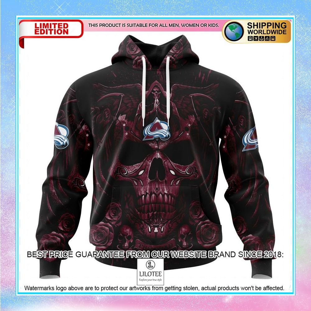personalized nhl colorado avalanche skull art shirt hoodie 1 853