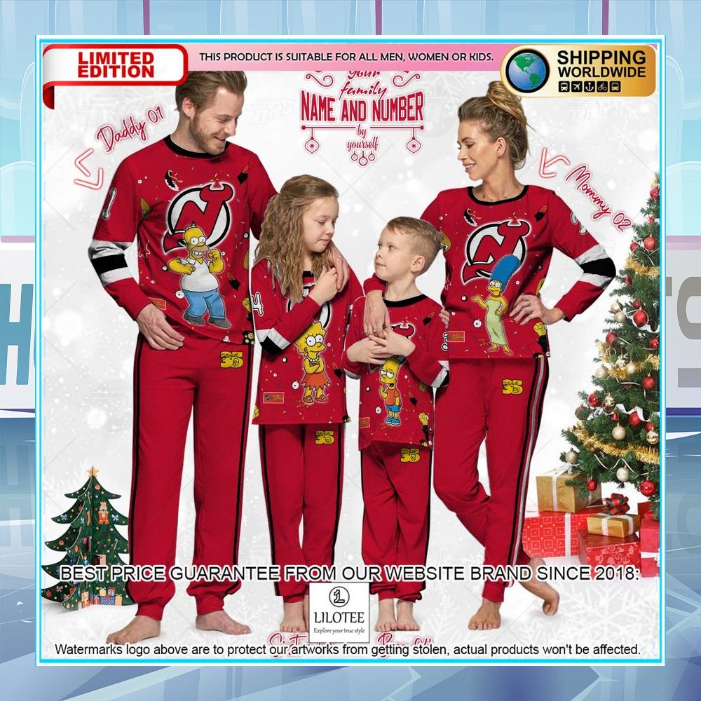 personalized the simpsons new jersey devils pajama sets 2 72