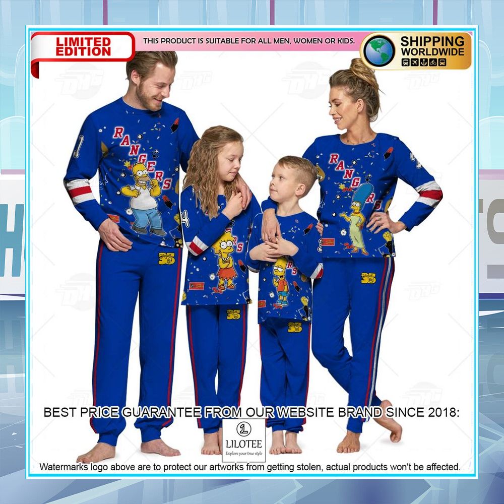 personalized the simpsons new york rangers pajama sets 1 112