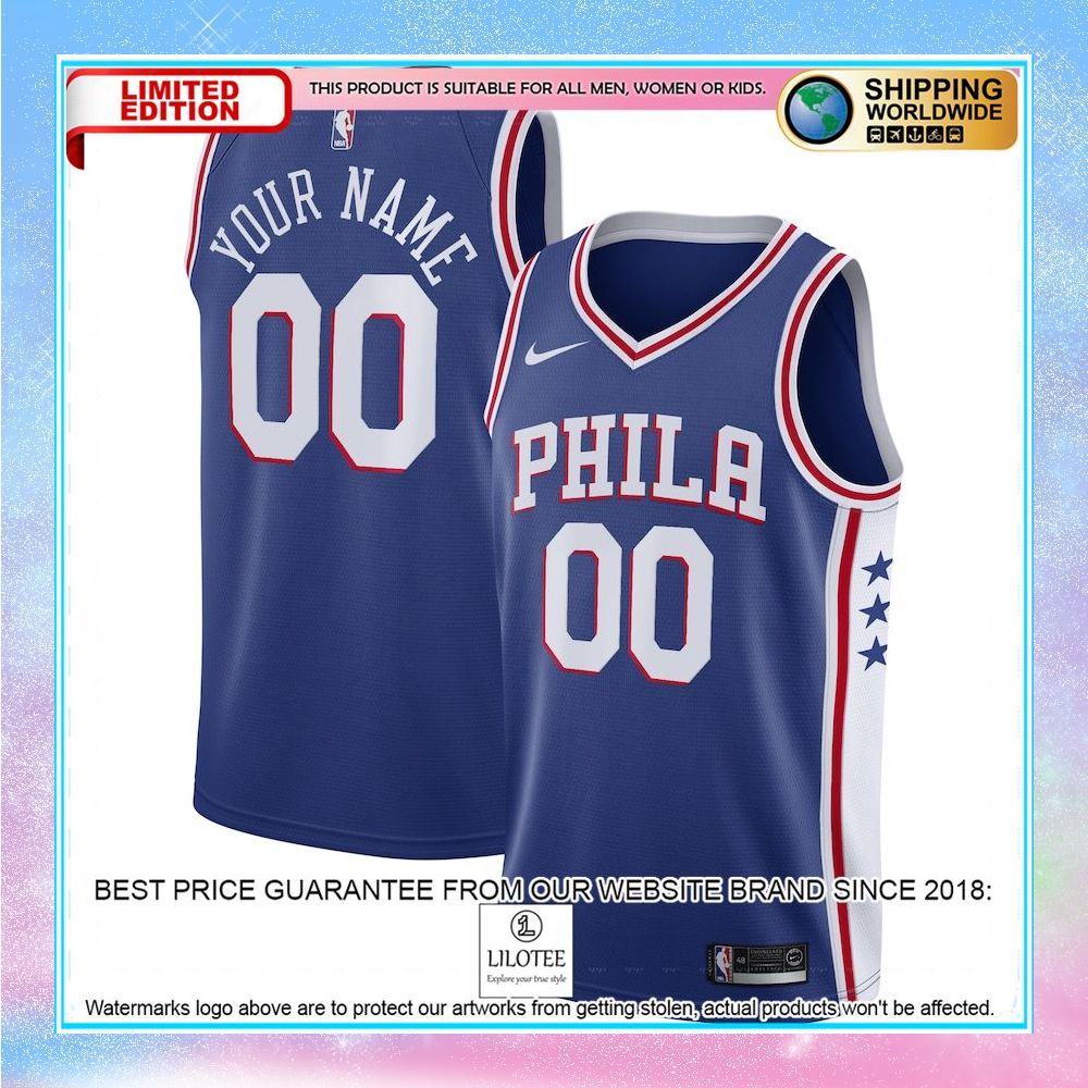 philadelphia 76ers nike custom blue basketball jersey 1 565