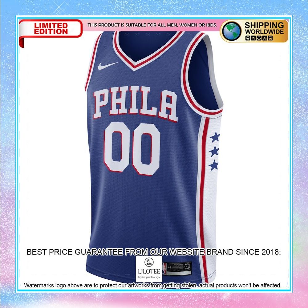 philadelphia 76ers nike custom blue basketball jersey 2 936