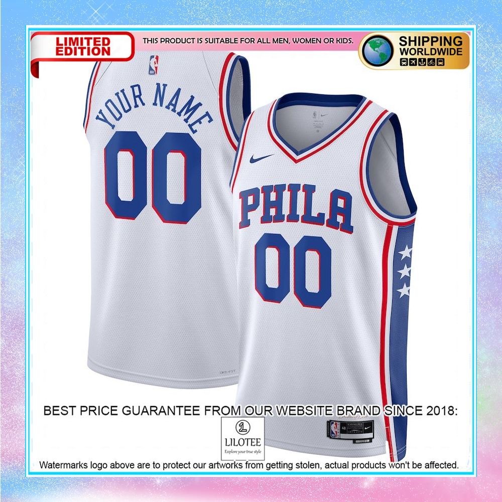 philadelphia 76ers nike unisex 2022 23 custom white basketball jersey 1 819
