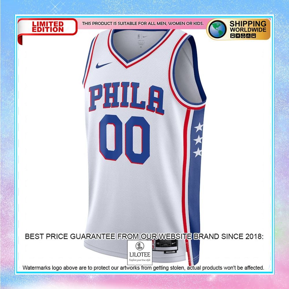 philadelphia 76ers nike unisex 2022 23 custom white basketball jersey 2 888