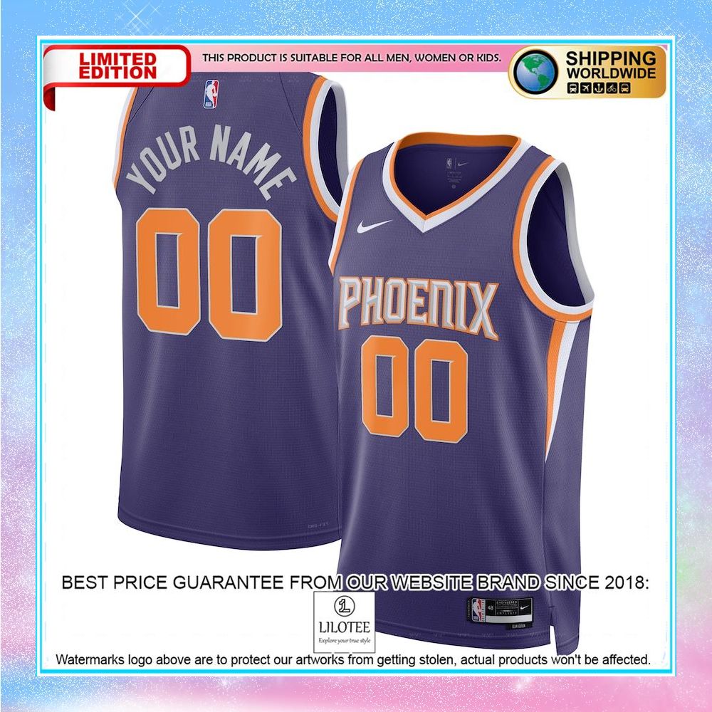 phoenix suns nike unisex 2022 23 custom purple basketball jersey 1 44