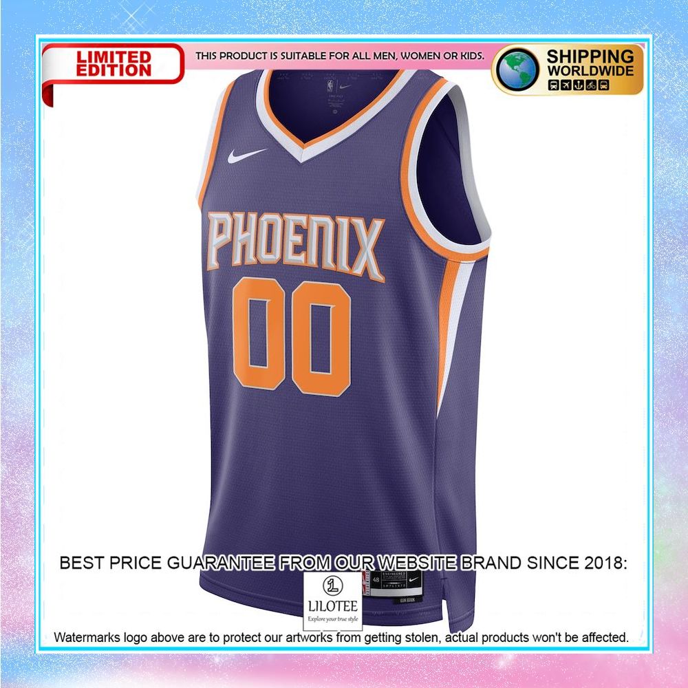 phoenix suns nike unisex 2022 23 custom purple basketball jersey 2 761