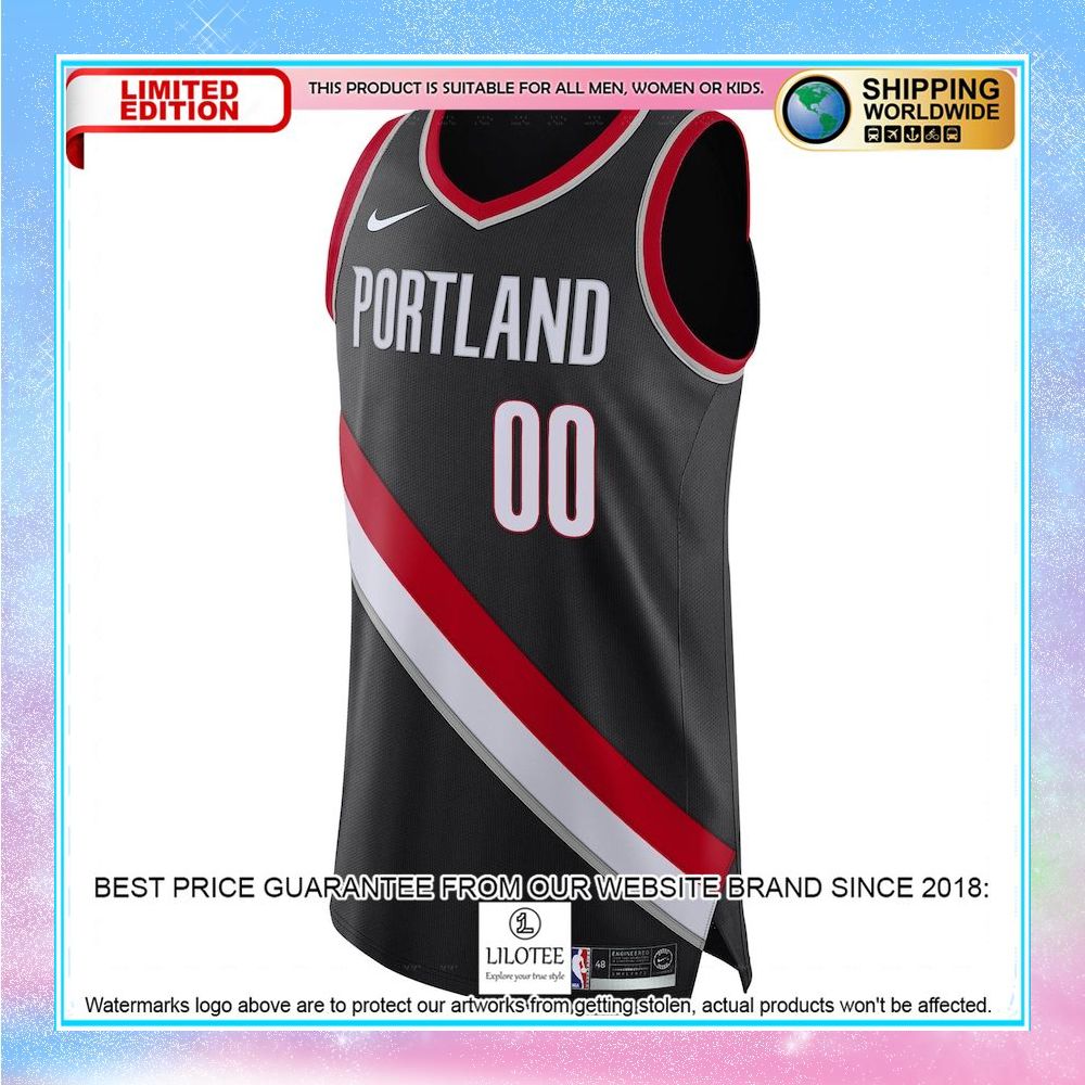 portland trail blazers nike 2020 21 custom black basketball jersey 2 972