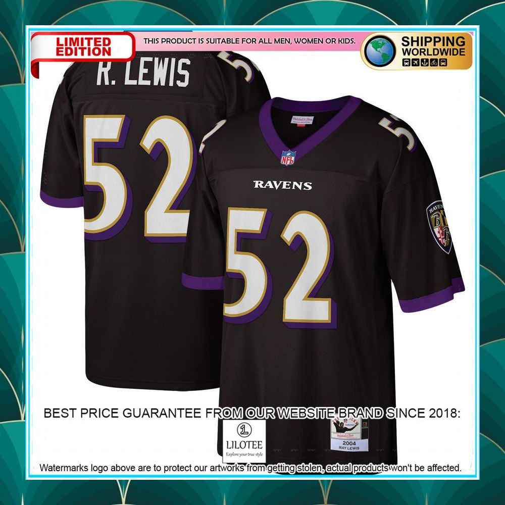 ray lewis baltimore ravens mitchell ness legacy replica black football jersey 1 154